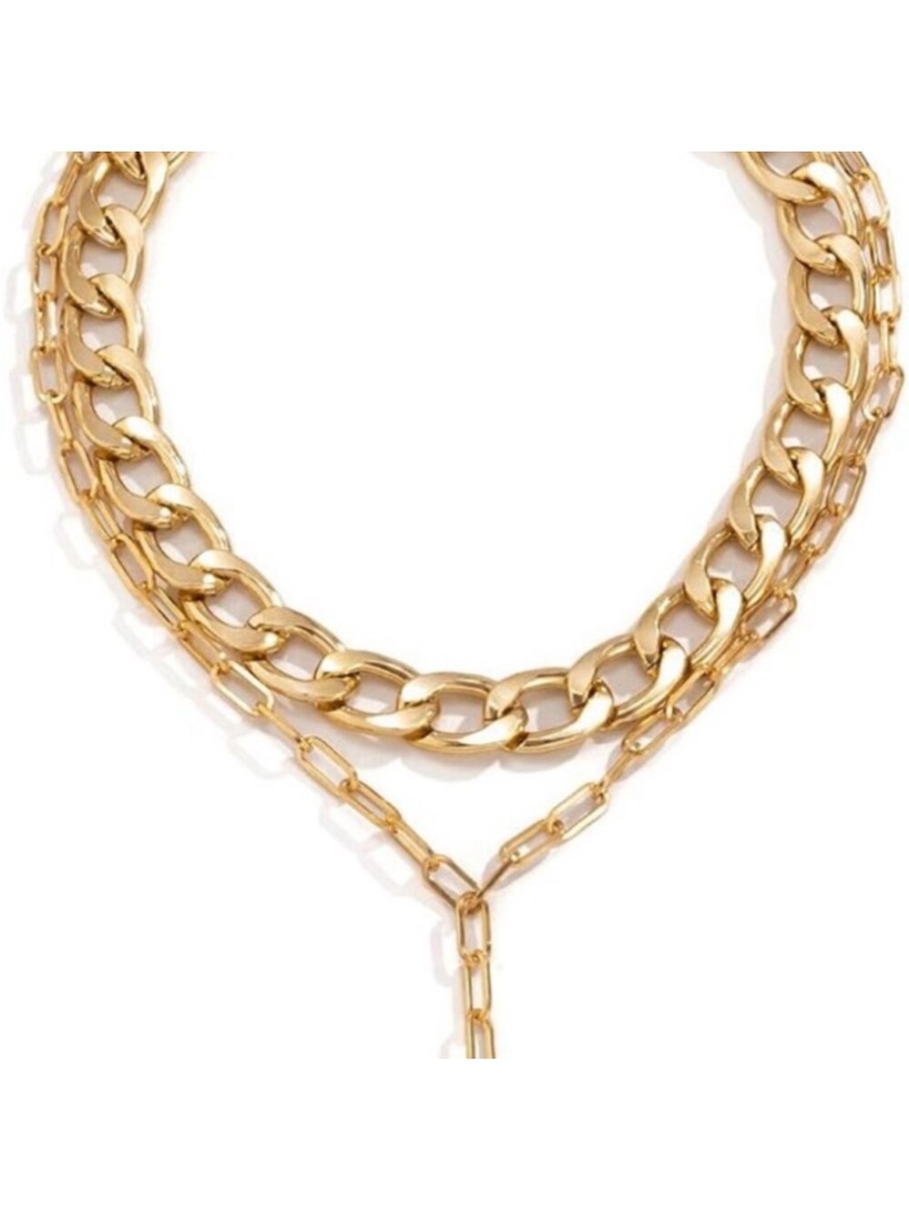 ✨ 24k Gold Plated Boho Layered Chunky Chain Necklace – Coin Pendant Choker new - Picture 6 of 7